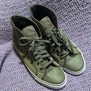 Puma Green Canvas High-Top Sneakers